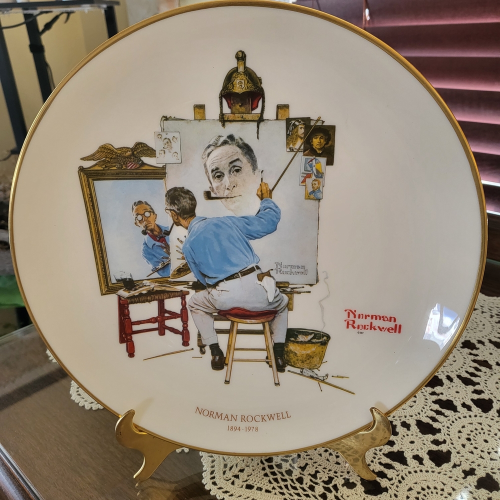 Norman Rockwell Artist at Work Plate with Gold Edge